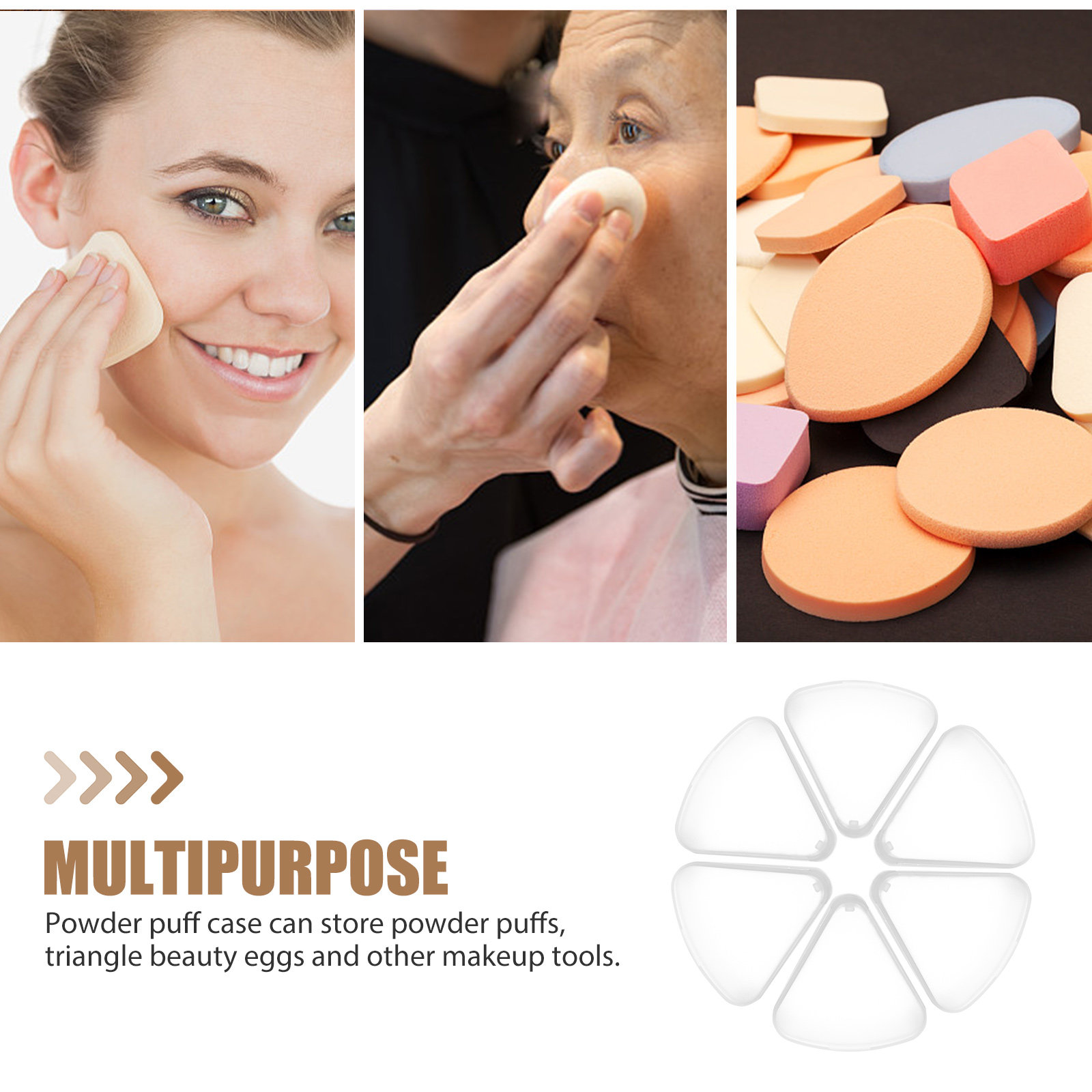 6 Buah Kotak Bedak Segitiga He - Beauty Makeup Organizer ulasan dan harga